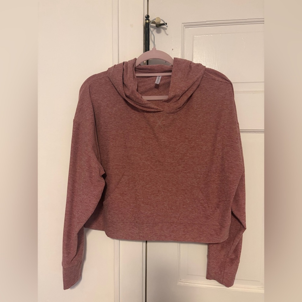 Cropped Lightweight Hoodie in Dusty Mauve